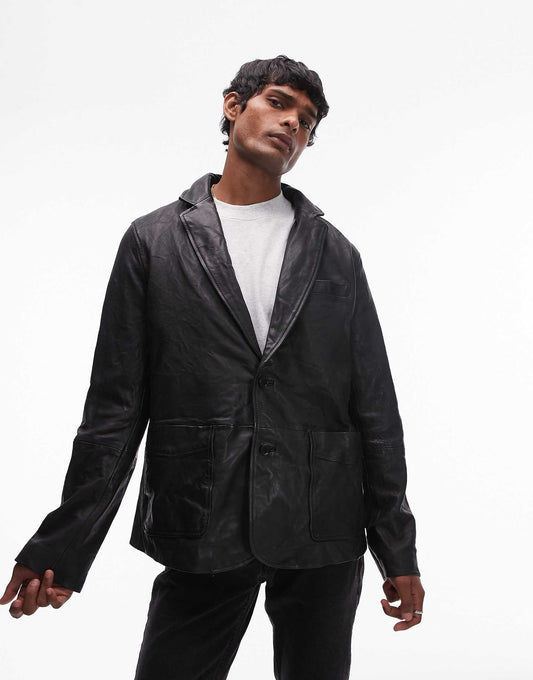 Andrius Leather Blazer