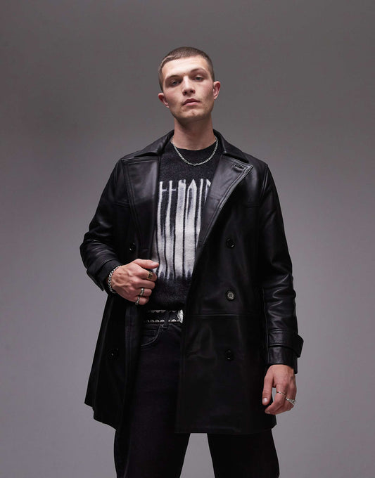 Kessler Relaxed Leather Overcoat