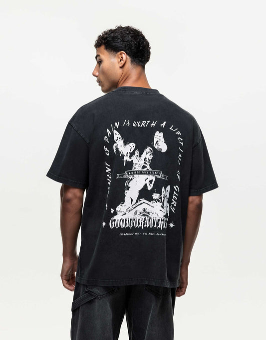 T-Shirt With Equestrian Back Print