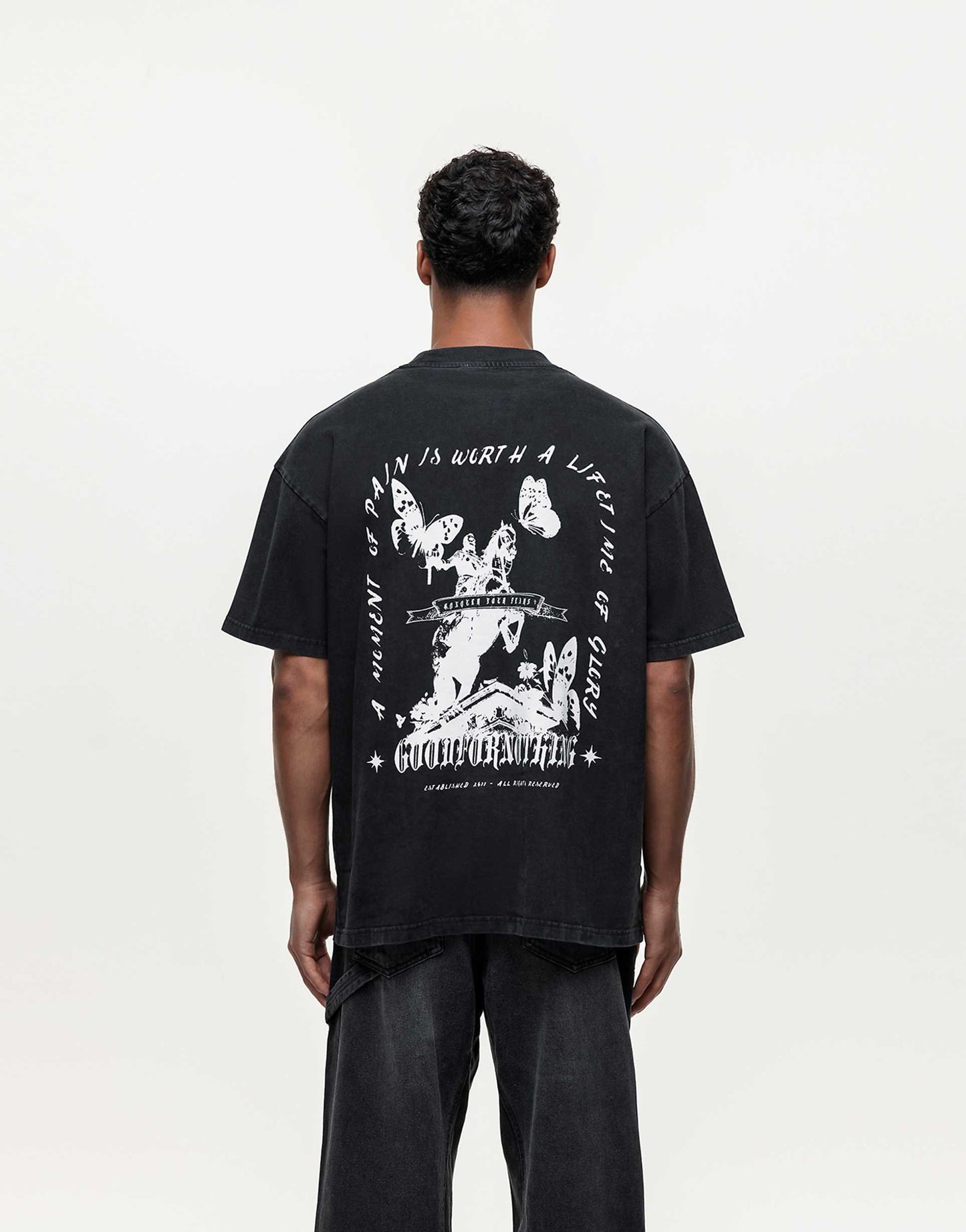 T-Shirt With Equestrian Back Print