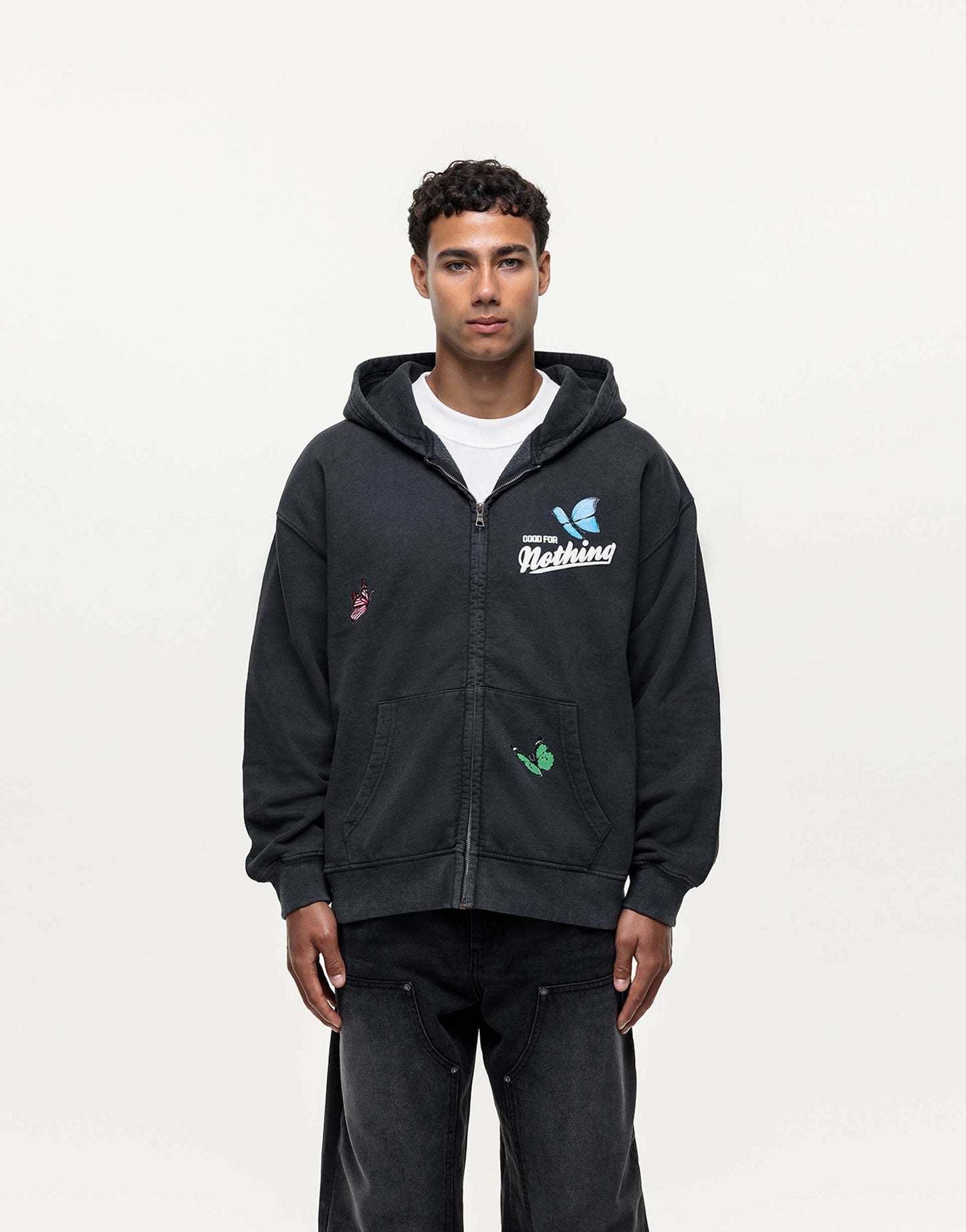 Embroidered Zip Up Hoodie