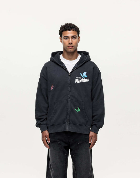Embroidered Zip Up Hoodie