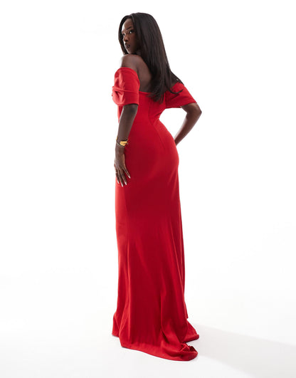 Off The Shoulder Draped Sleeve Maxi Dress