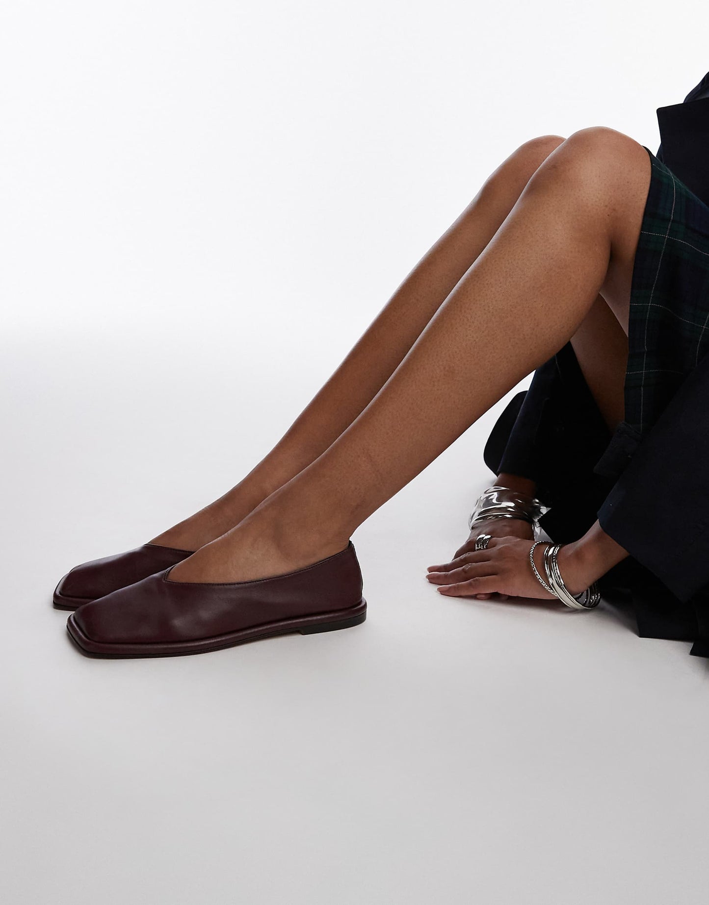 Charlotte Leather Square Toe Unlined Flat Shoes
