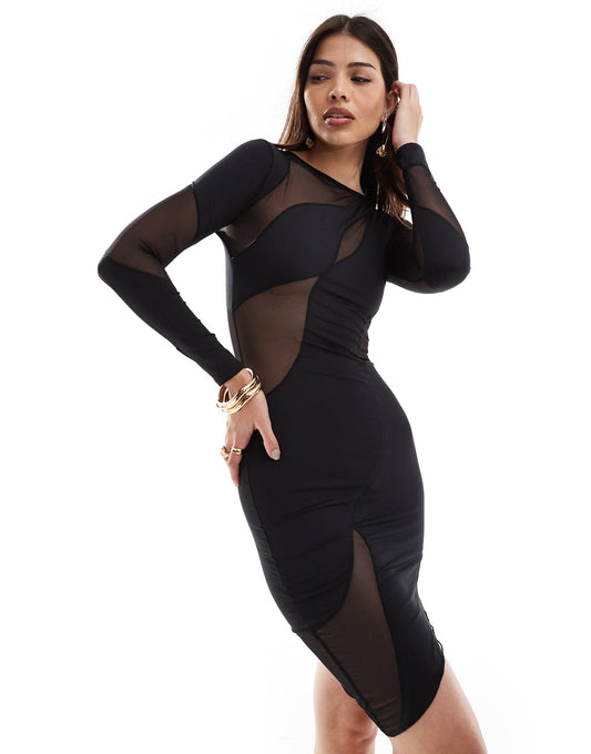 Spiral Long Sleeve Mini Dress