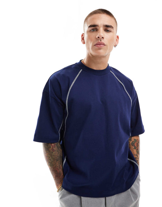 Oversized Boxy T-Shirt With Contrast Cover Stitch Detailing