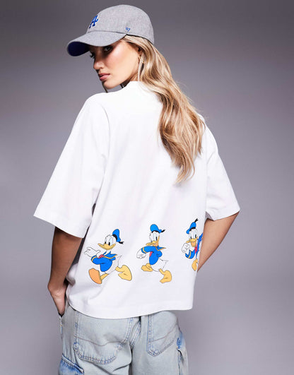 Disney Unisex Oversized Raglan T-Shirt With Donald Duck Puff Prints