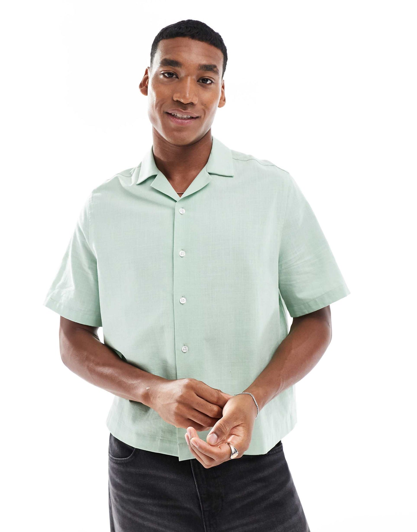 Relaxed Cotton Slub Boxy Shirt