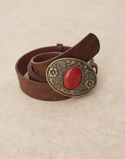 Curve Red Stone Vintage Belt