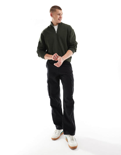 Essential Boxy Oversized Sweatshirt With Quarter Zip