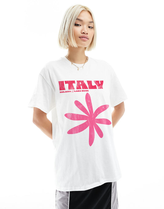 Oversized T-Shirt With Italy Graphic