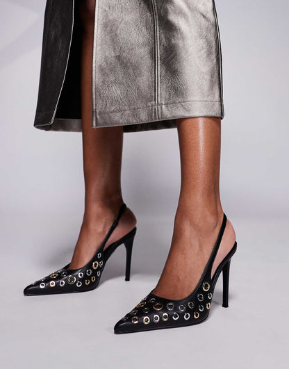 Alchemy Eyelet Detail Sling Back Heels