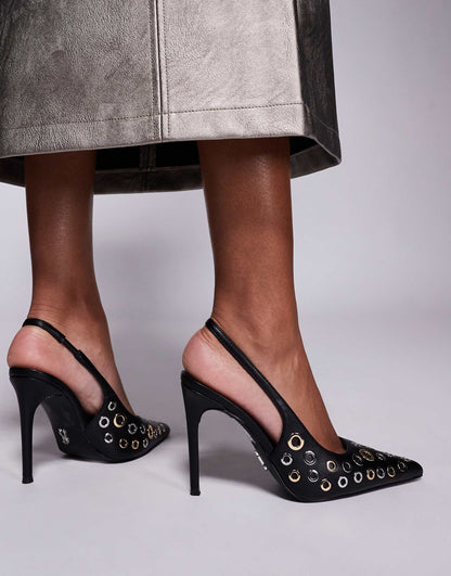 Alchemy Eyelet Detail Sling Back Heels