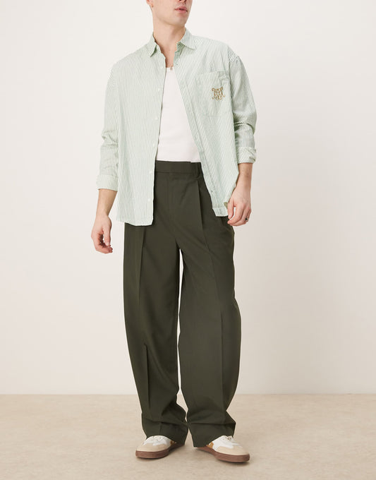 Smart Wide Leg Trousers With Double Pleats