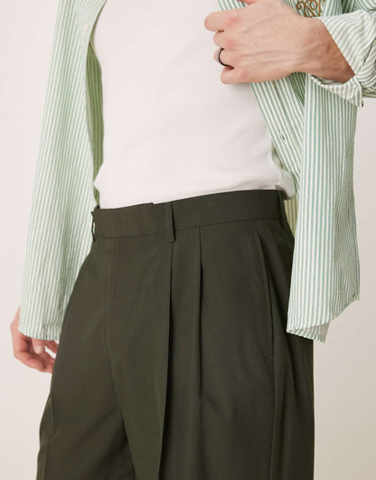 Smart Wide Leg Trousers With Double Pleats