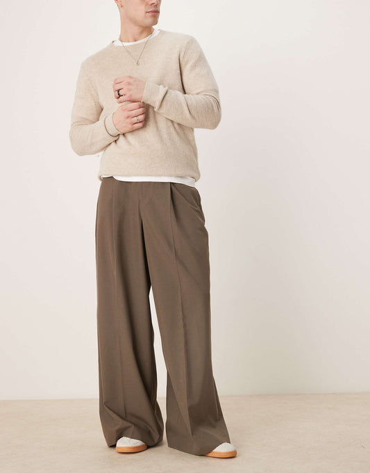 Smart Extreme Wide Trousers With Front Pleat