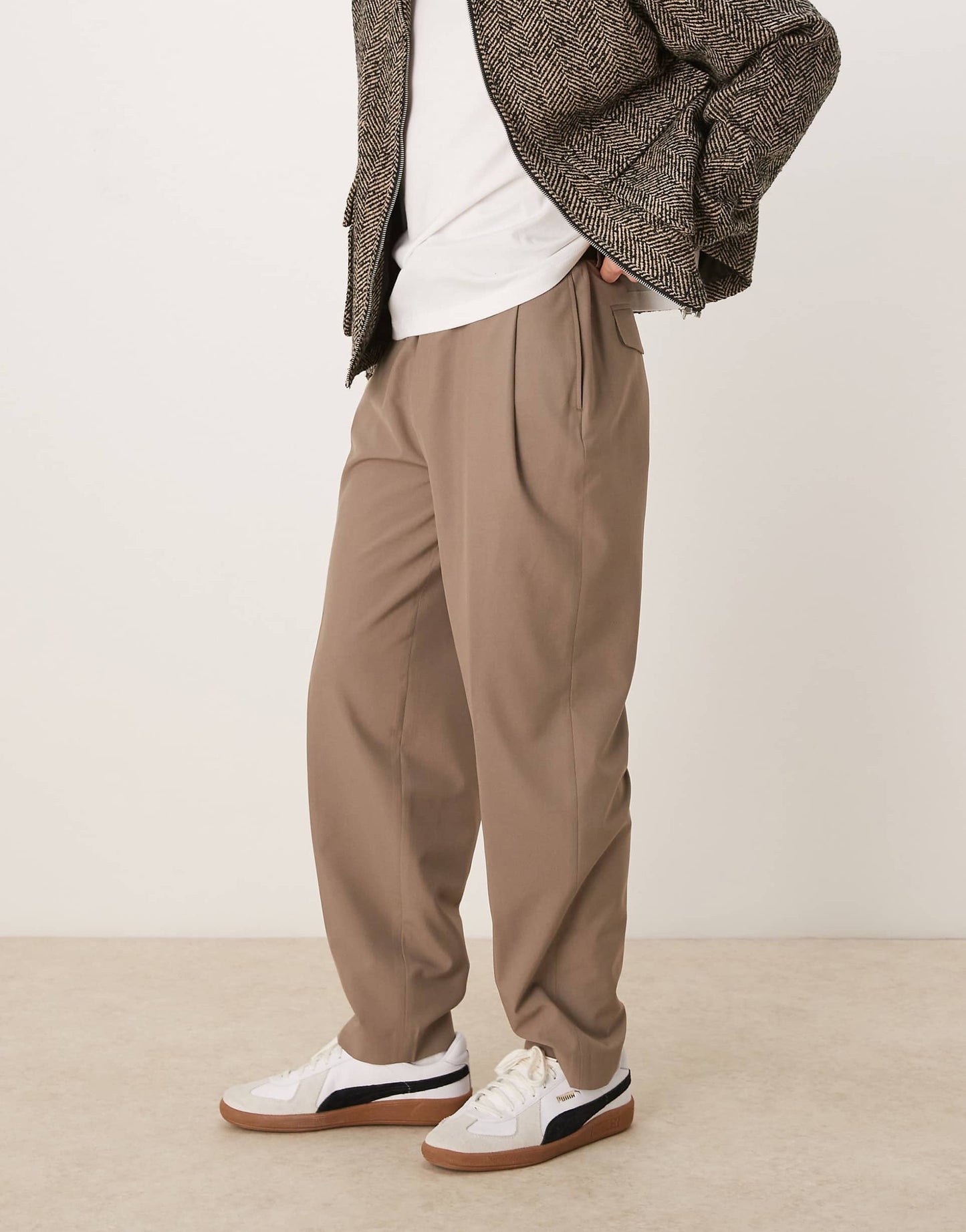 Smart Oversized Tapered Trousers With Deep Pleat