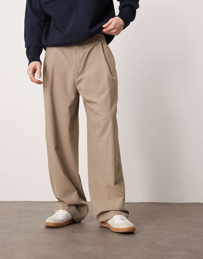 Smart Wide Leg Trousers With Deep Pleat