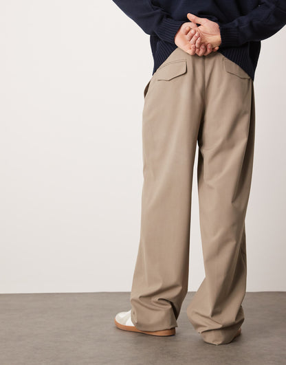 Smart Wide Leg Trousers With Deep Pleat