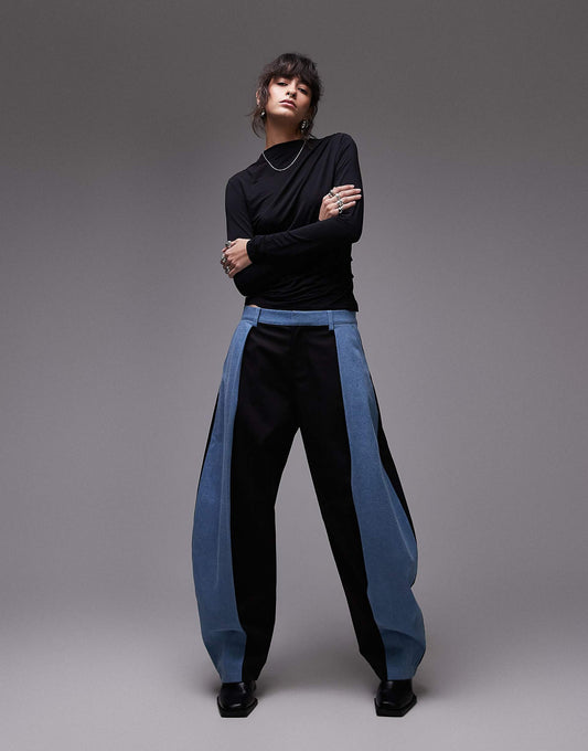 Deconstructed Denim Contrast Trouser