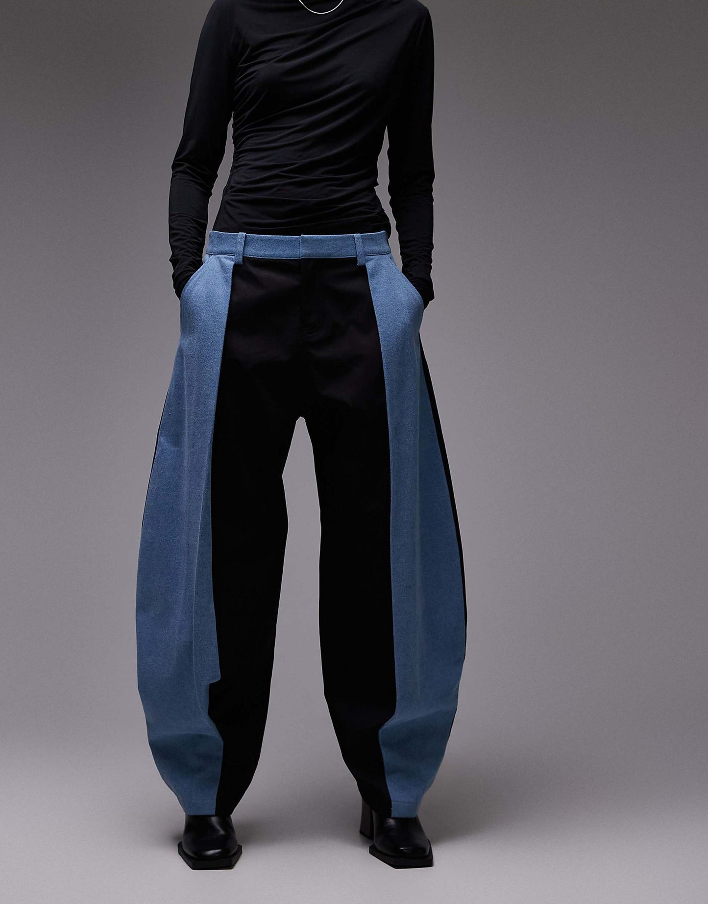 Deconstructed Denim Contrast Trouser