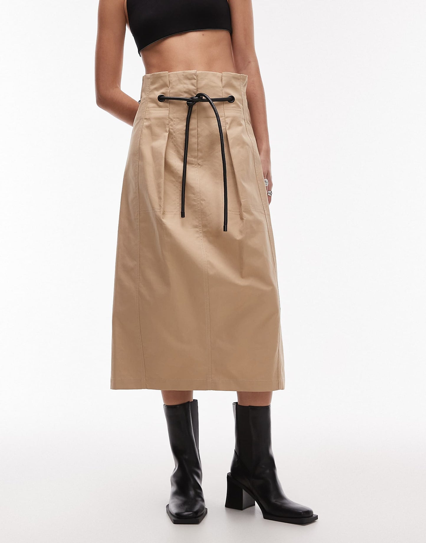 Deconstructed High Waist Belted Skirt