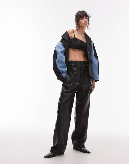 Deconstructed Leather Belted Trouser