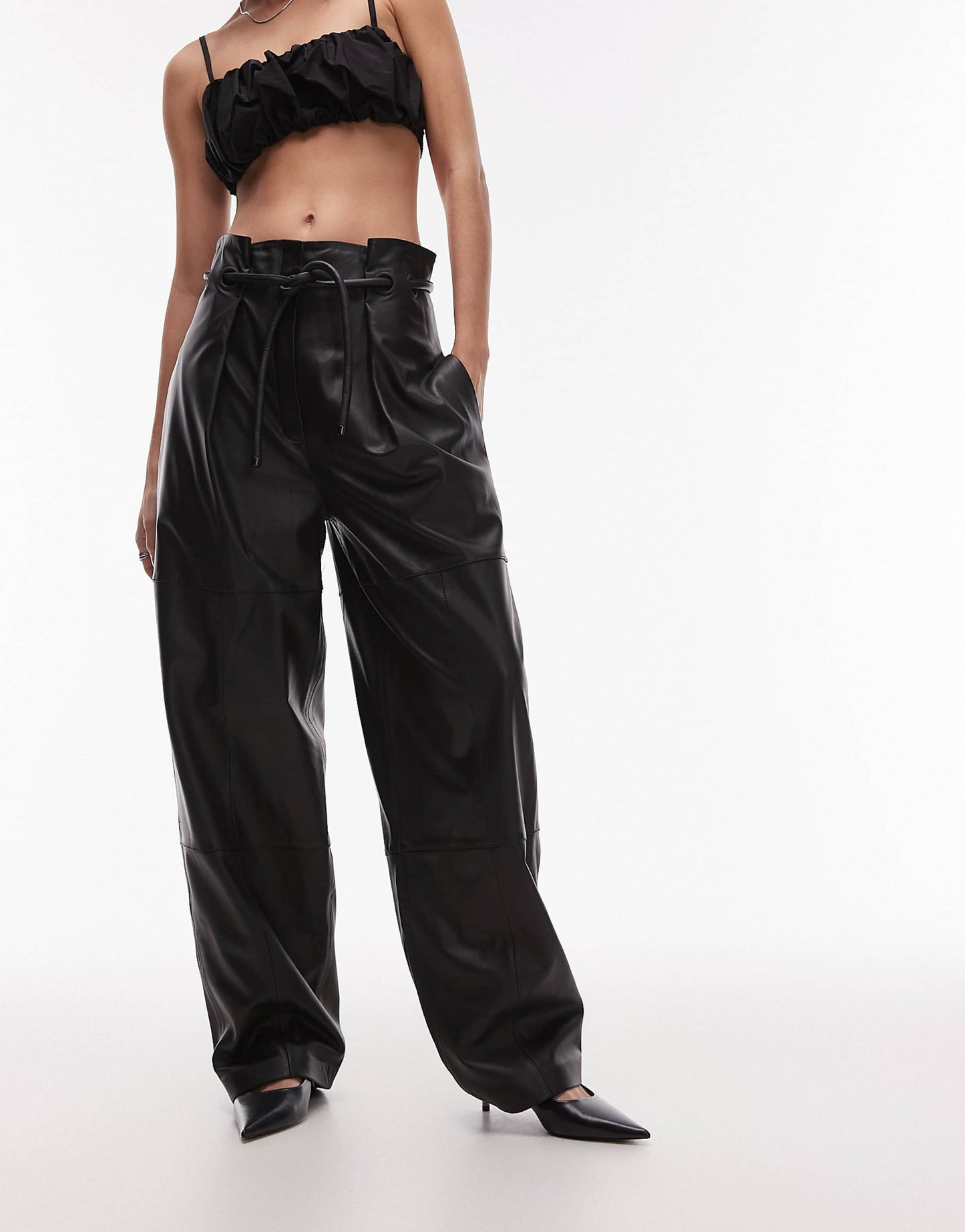 Deconstructed Leather Belted Trouser