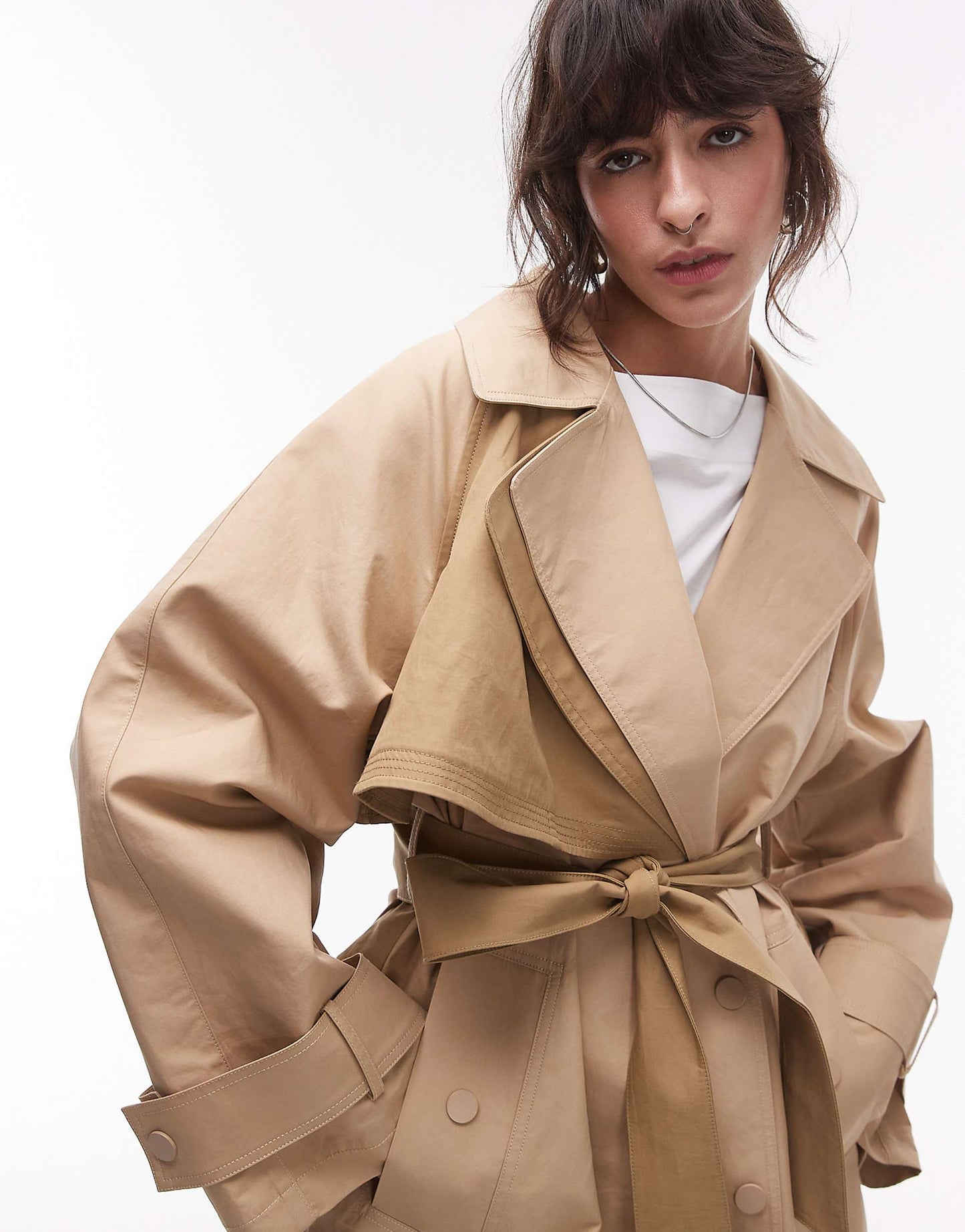 Deconstructed Trench Coat Stone