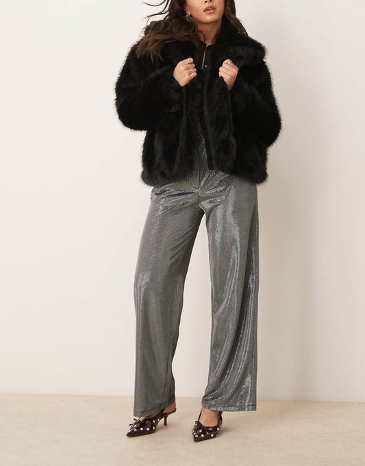 Ribbed Wide Leg Trousers