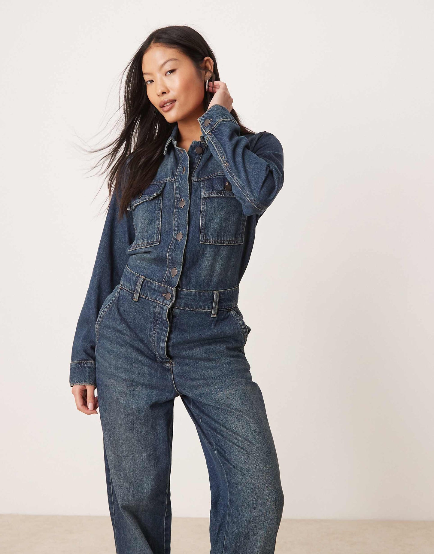 Long Sleeves Denim Jumpsuit