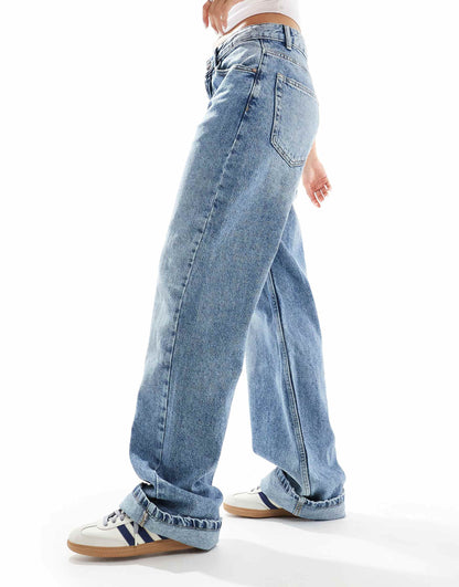 Wide Leg Turn Up Jeans