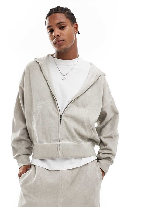 Washed Zip Through Hoodie Tracksuit
