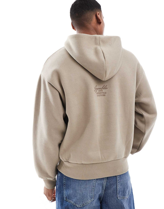 Boxy Tonal Back Print Hoodie