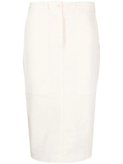 High-Waisted Cotton-Blend Skirt