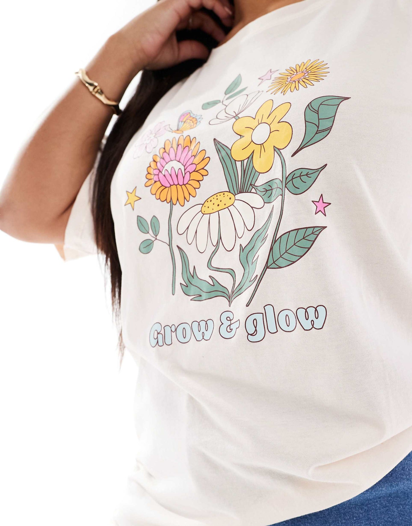 Curve Grow & Glow Print Oversized T-Shirt