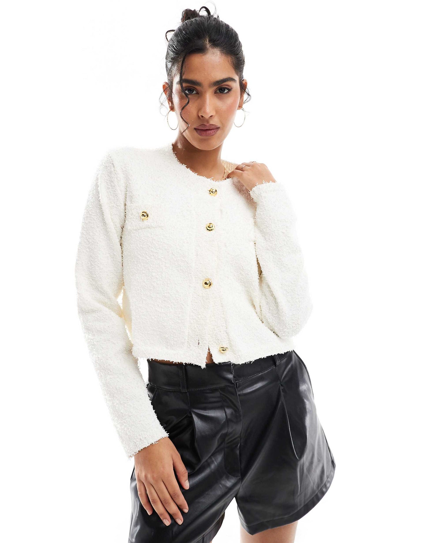 Popcorn Knit Button Up Cardigan