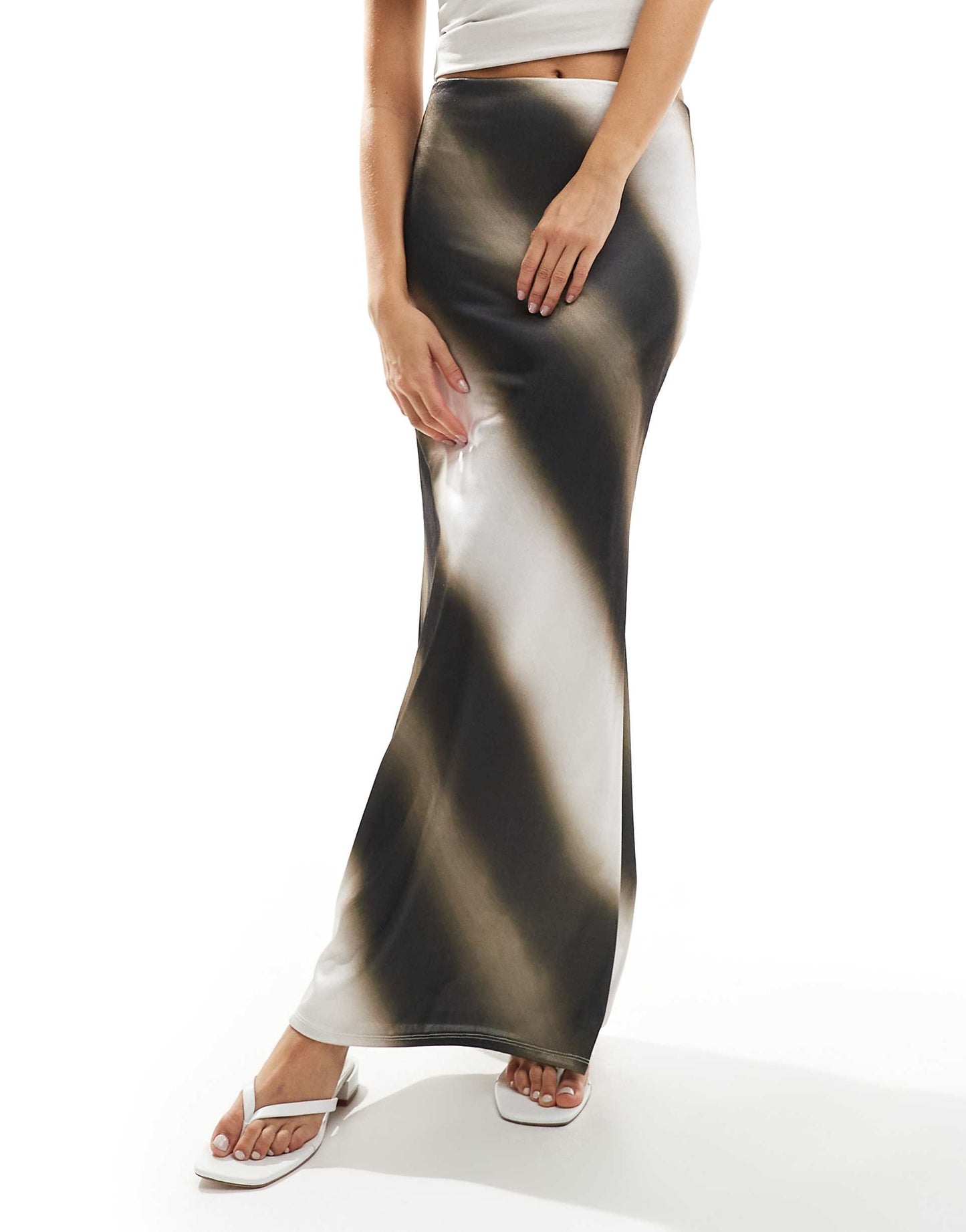 Stretch Satin Maxi Skirt