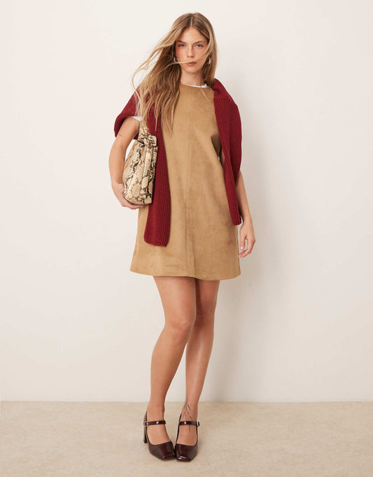 Suede Sleeveless Blazer Dress