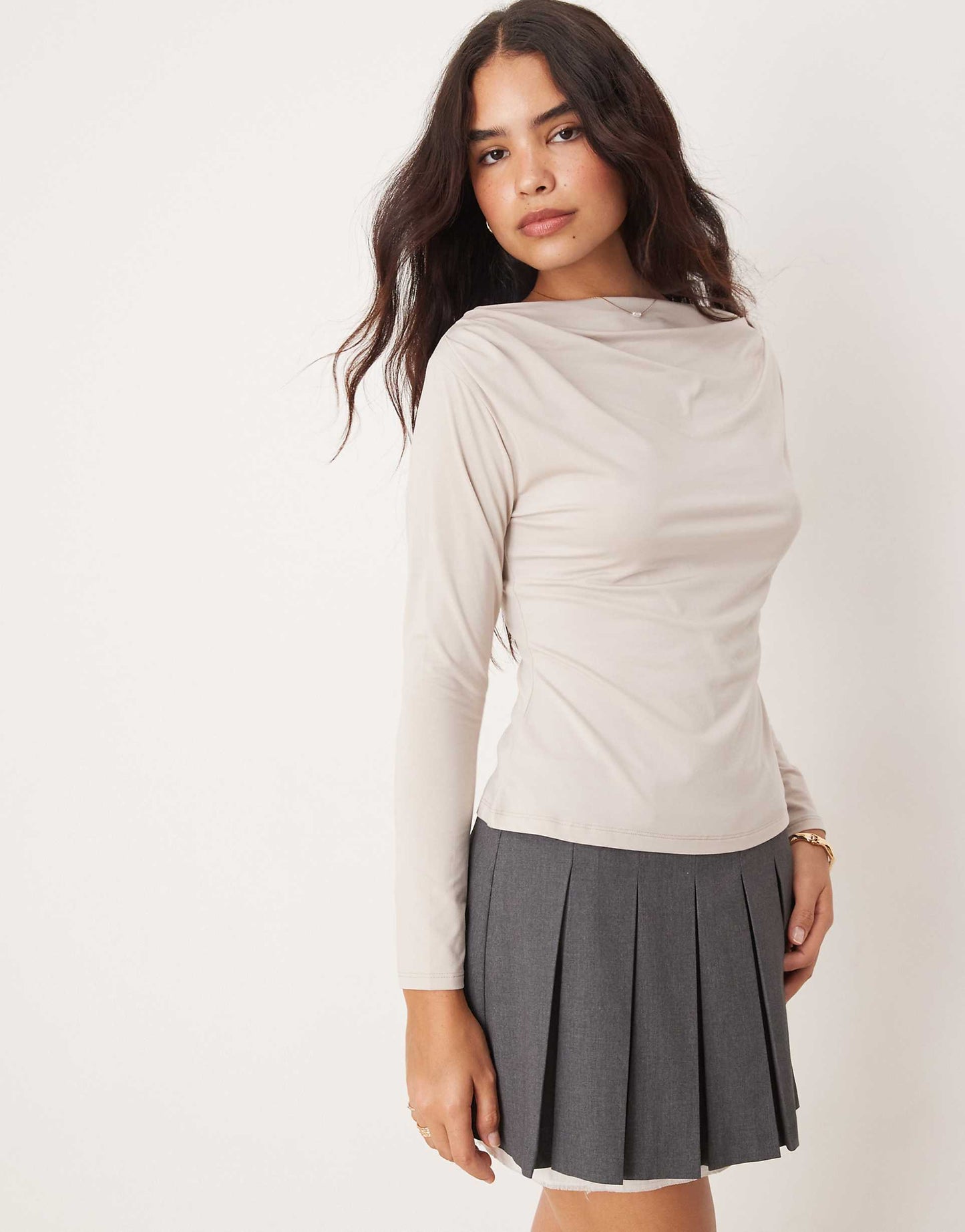 Long Sleeve Slash Neck Top