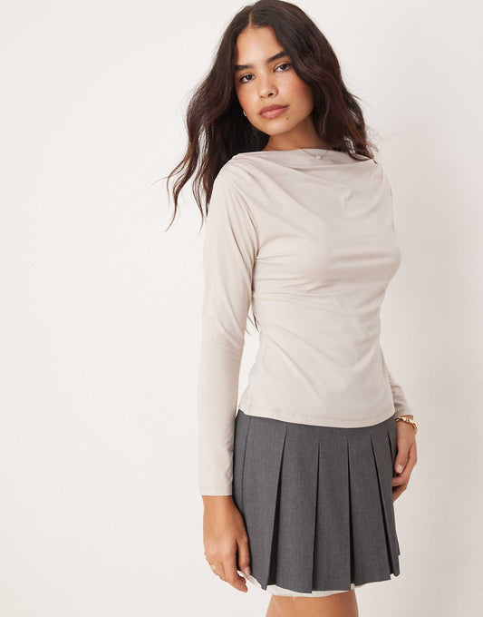Long Sleeve Slash Neck Top
