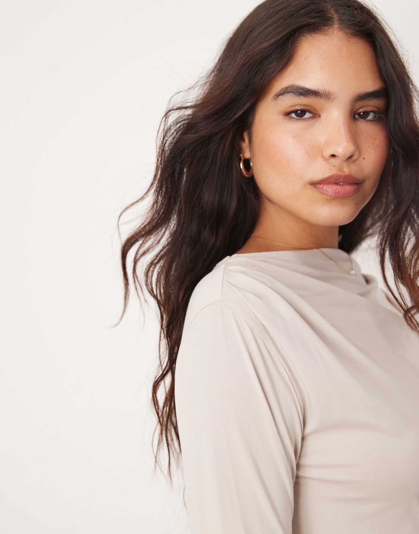 Long Sleeve Slash Neck Top
