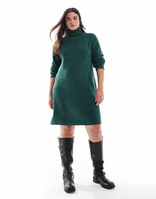 Curve Roll Neck Mini Jumper Dress