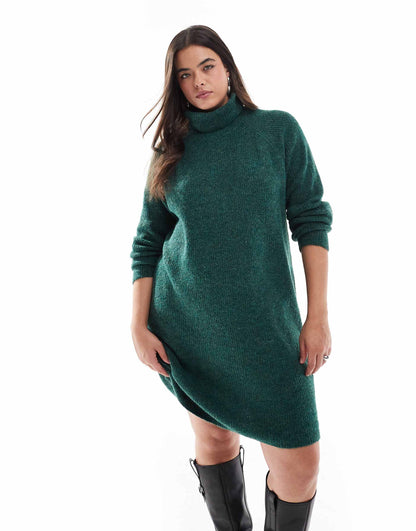 Curve Roll Neck Mini Jumper Dress