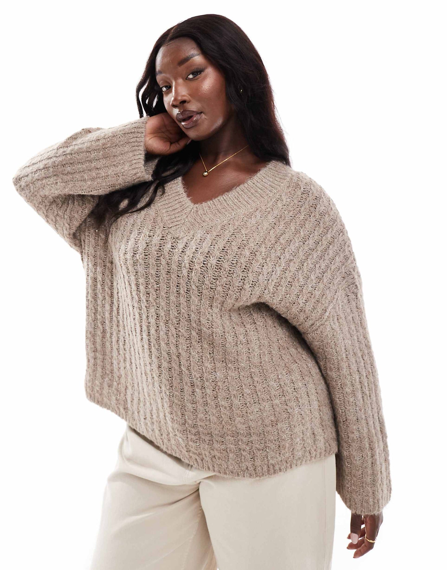 Curve Open V Neck Jumper
