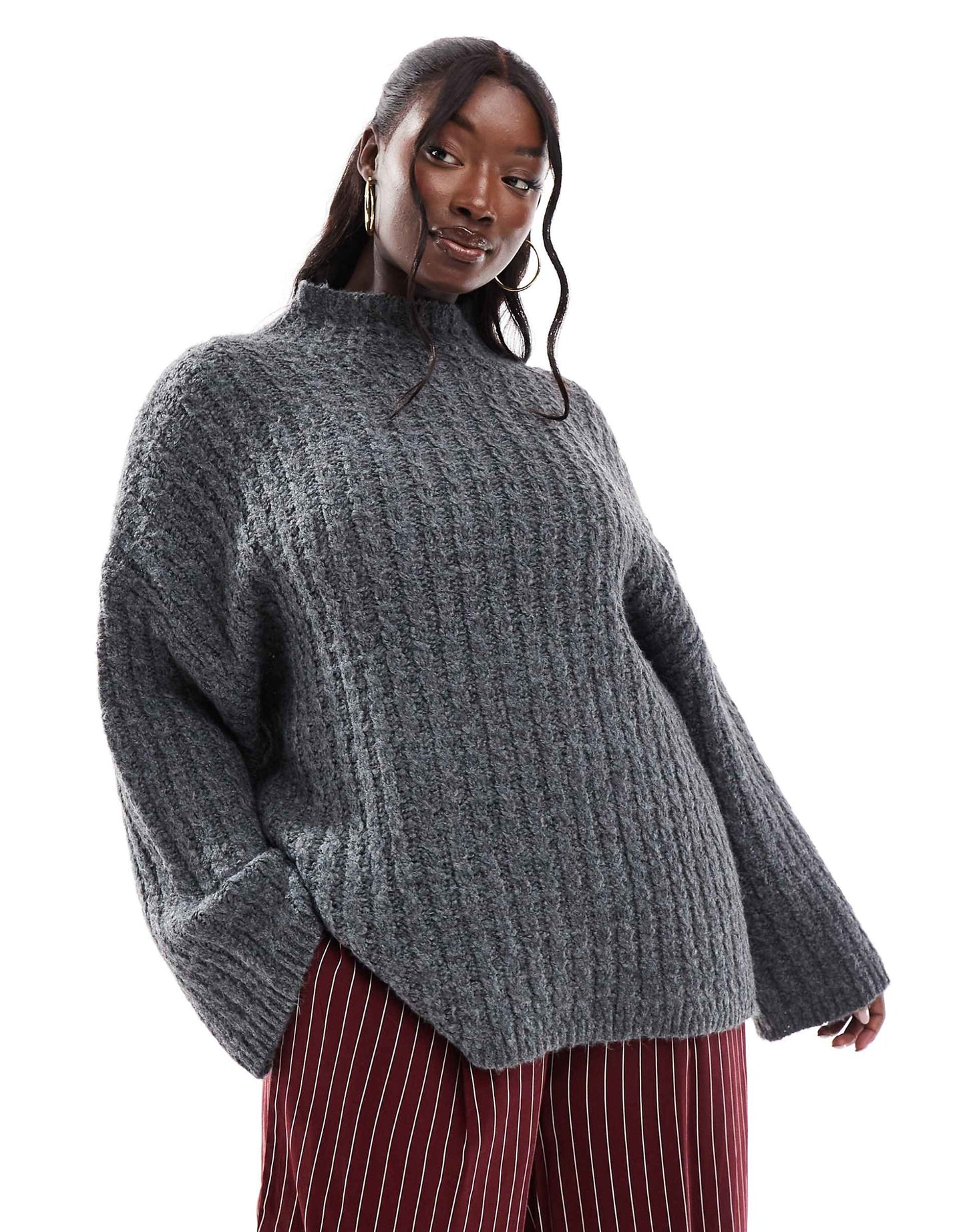 Curve Longline Jumper With High Neck