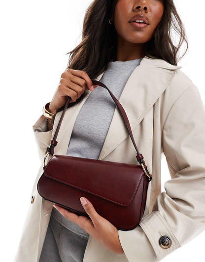 Asymmetric Shoulder Bag With Front Flap