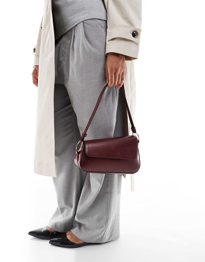 Asymmetric Shoulder Bag With Front Flap