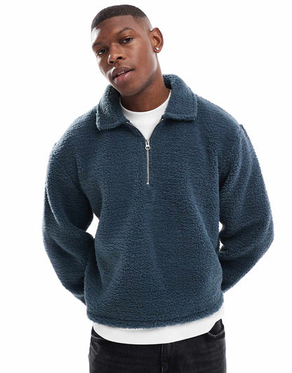 Boxy Oversized Borg Quarter Zip