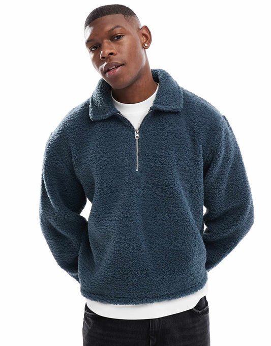 Boxy Oversized Borg Quarter Zip